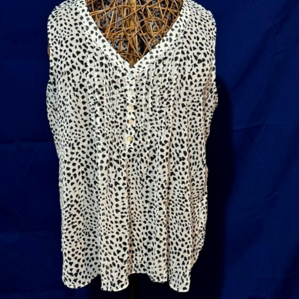 Rose & Olive Leopard Print Sleeveless Blouse, Size XL